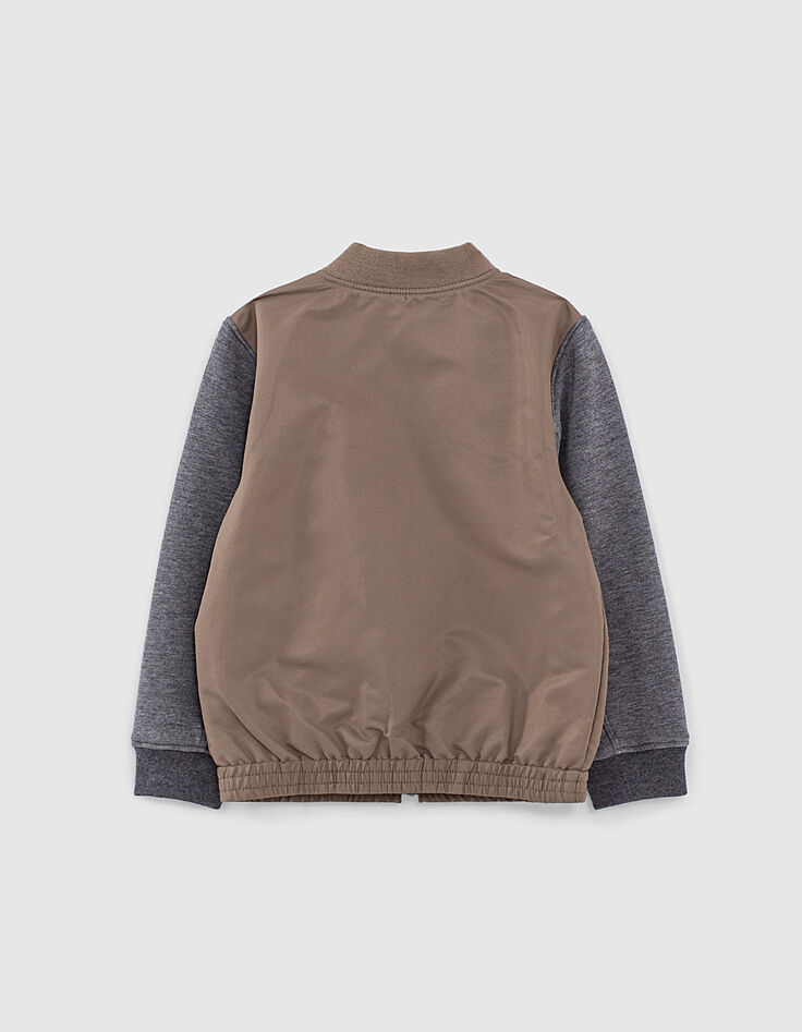 Jungen-Bomberjacke, zwei Stoffe in dunklem Khaki und Grau -3