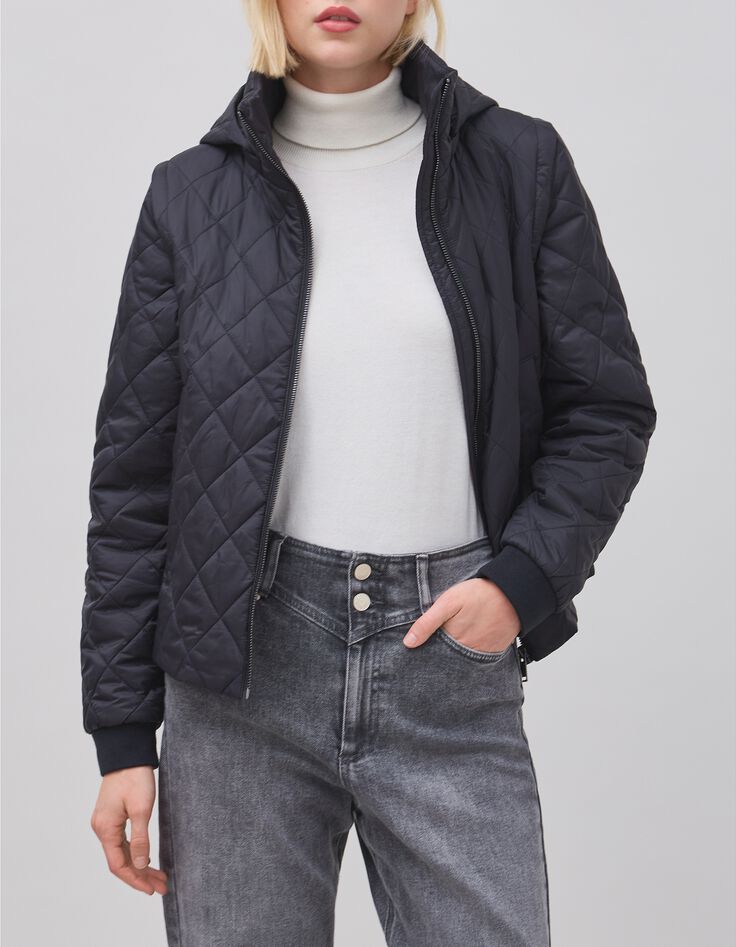 Gewatteerd zwart PUFFERJAS voor dames-5