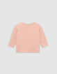 Roze t-shirt biologisch katoen geborduurd babymeisje-4