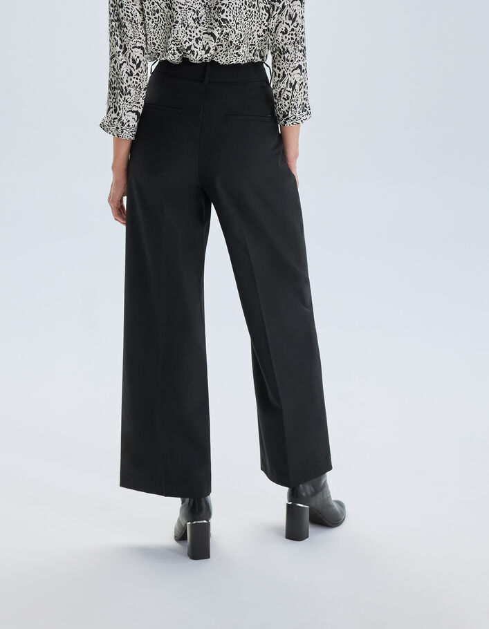 Pantalon femme taille haute en tissu noir - Vêtements