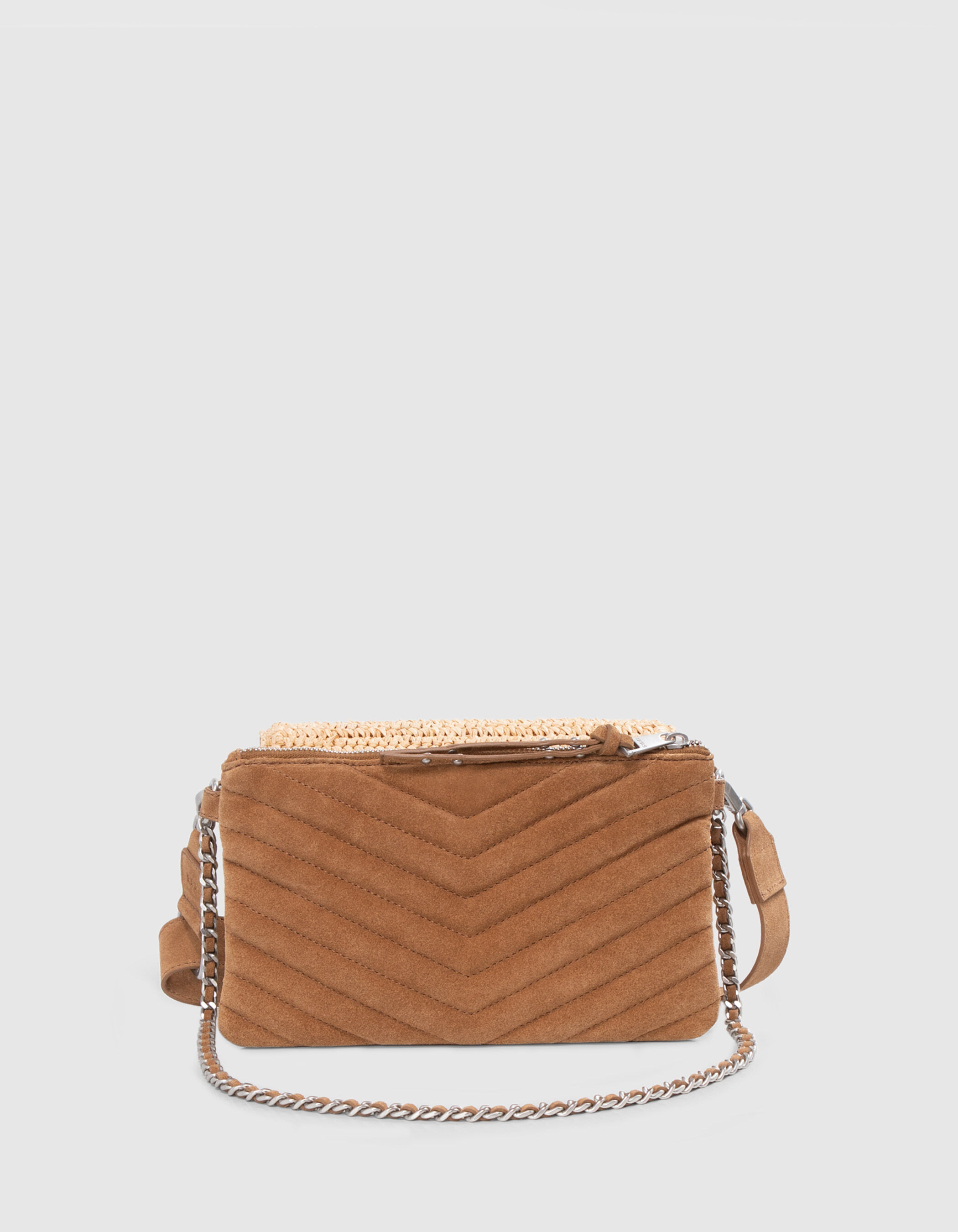 Le 111 BAMBOO BEACH camel mix raphia et cuir velours Femme IKKS