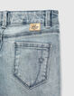 Girls’ light blue embroidered organic slim 7/8 jeans-6