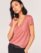 Linnen T-shirt foil korte mouwen dames-2