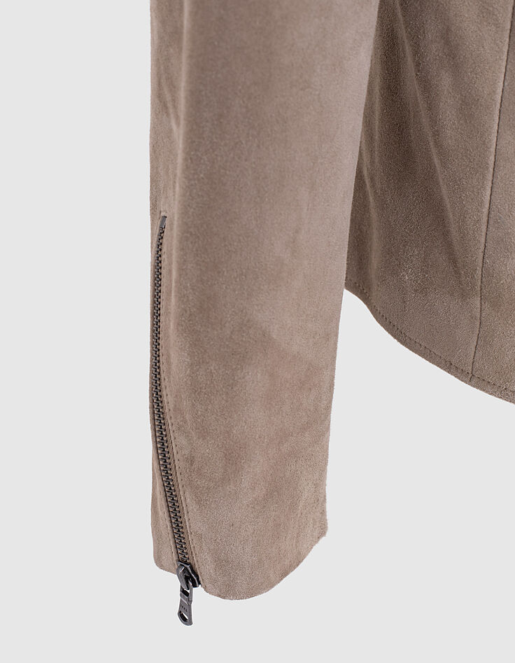 Hellbeige Herren-Bikerjacke aus Veloursleder-6