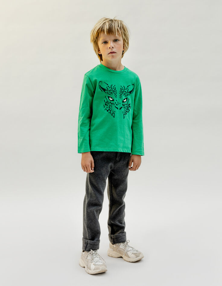 Jungen-T-Shirt aus Phosphor-Biowolle mit Leoaugen, Jungen-2 Jungen-T-Shirt aus Phosphor-Biowolle mit Leoaugen, Jungen-2