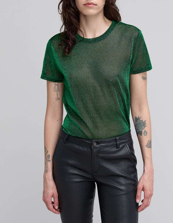 Camiseta verde suave lúrex animal print-2