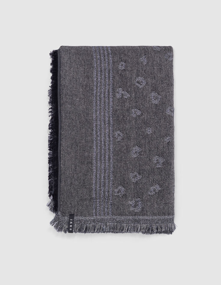 Etole grise jacquard motif léopard et rayures lurex Femme-2