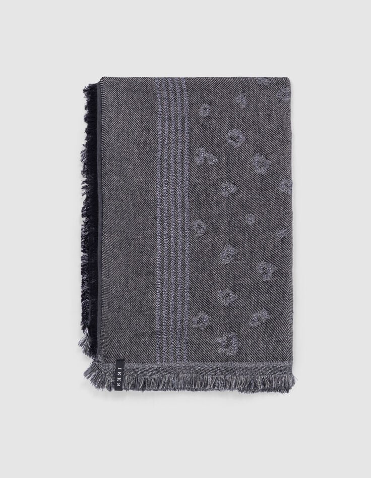 Etole grise jacquard motif léopard et rayures lurex Femme-2 Etole grise jacquard motif léopard et rayures lurex Femme-2