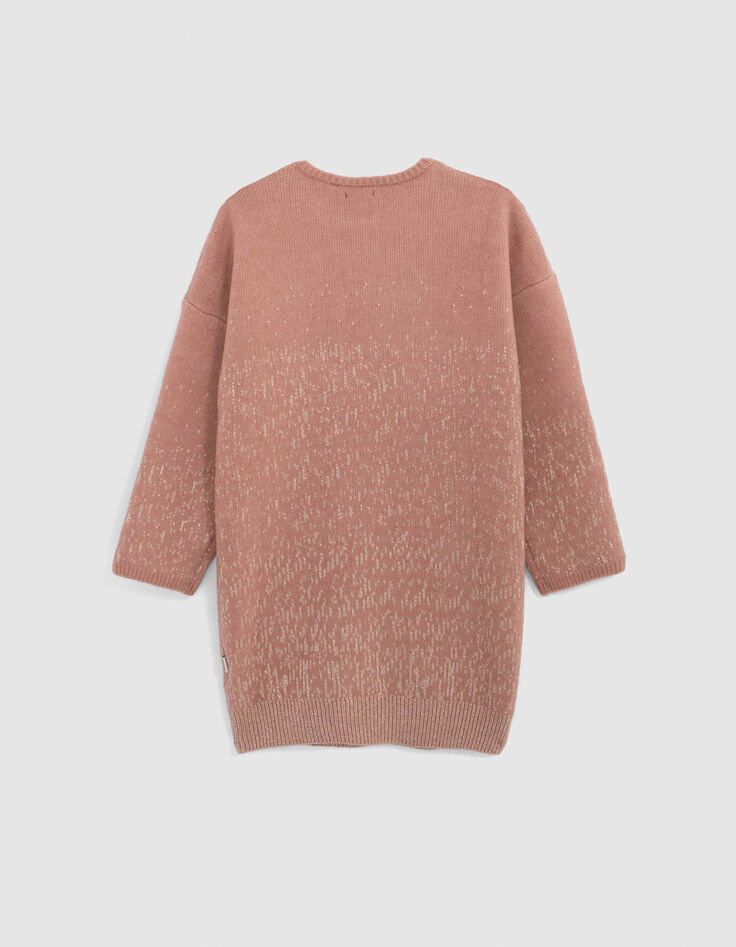 Roze jacquard lurex meisjesjurk-3