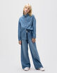 Camisa vaquera azul oversize niña-1