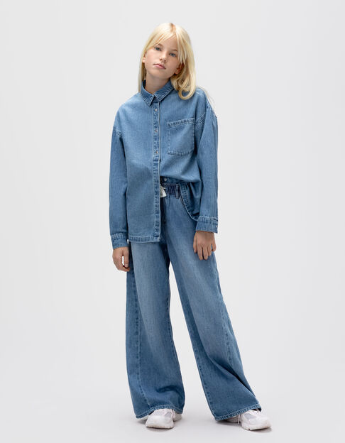 Camisa vaquera azul oversize niña - IKKS