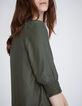Women’s khaki upcycled satin dress with drawstring waist-5