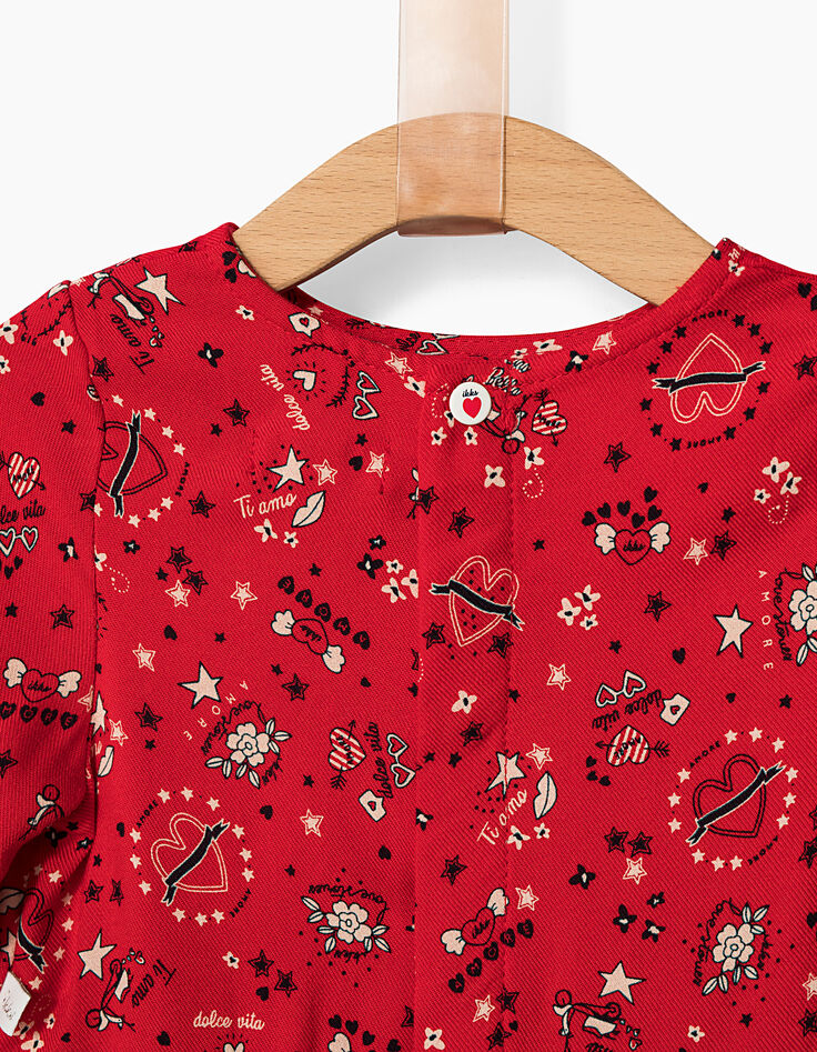 Robe rouge à imprimé cœurs bébé fille-5 Robe rouge à imprimé cœurs bébé fille-5