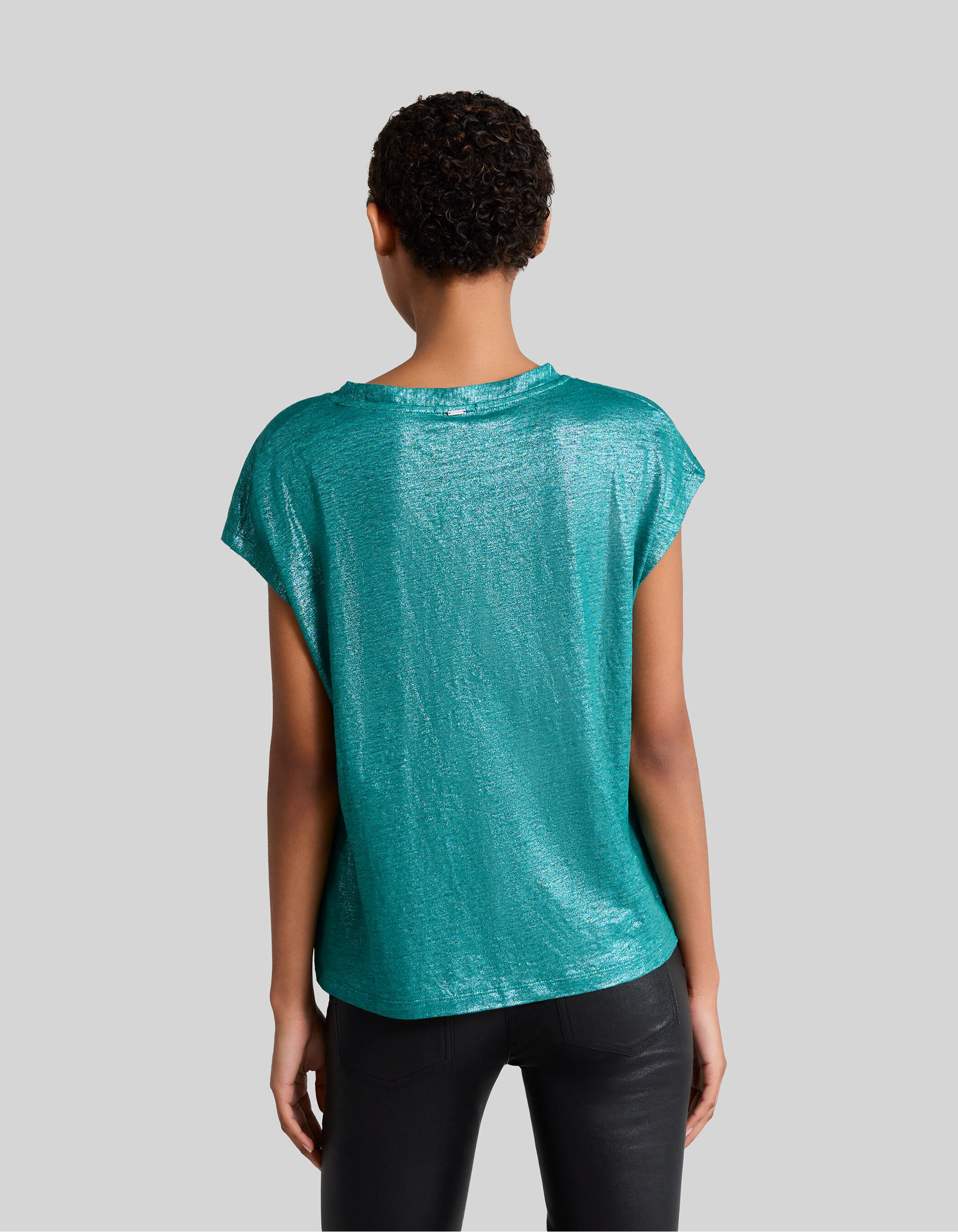 Smaragdgroen T shirt iriserend linnen tricot Dames IKKS