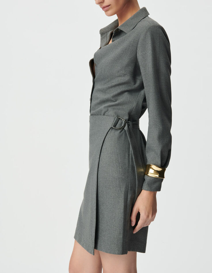 Women’s grey wraparound shirt dress-4 Women’s grey wraparound shirt dress-4