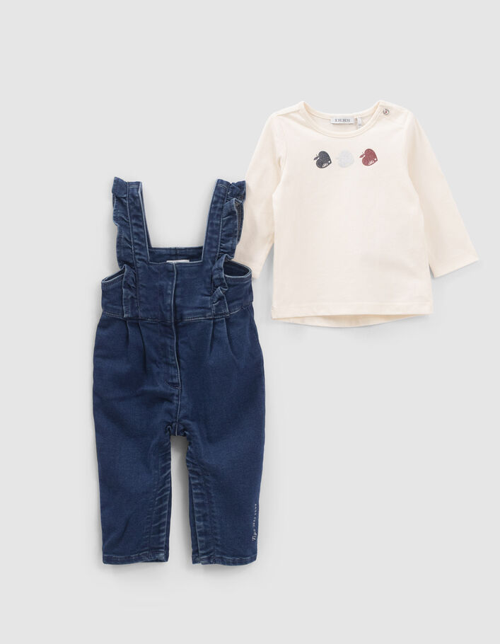 Set jeanstuinbroek en T-shirt babymeisjes - IKKS