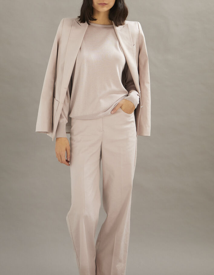 Veste tailleur coloris lilas mix coton lin femme-5