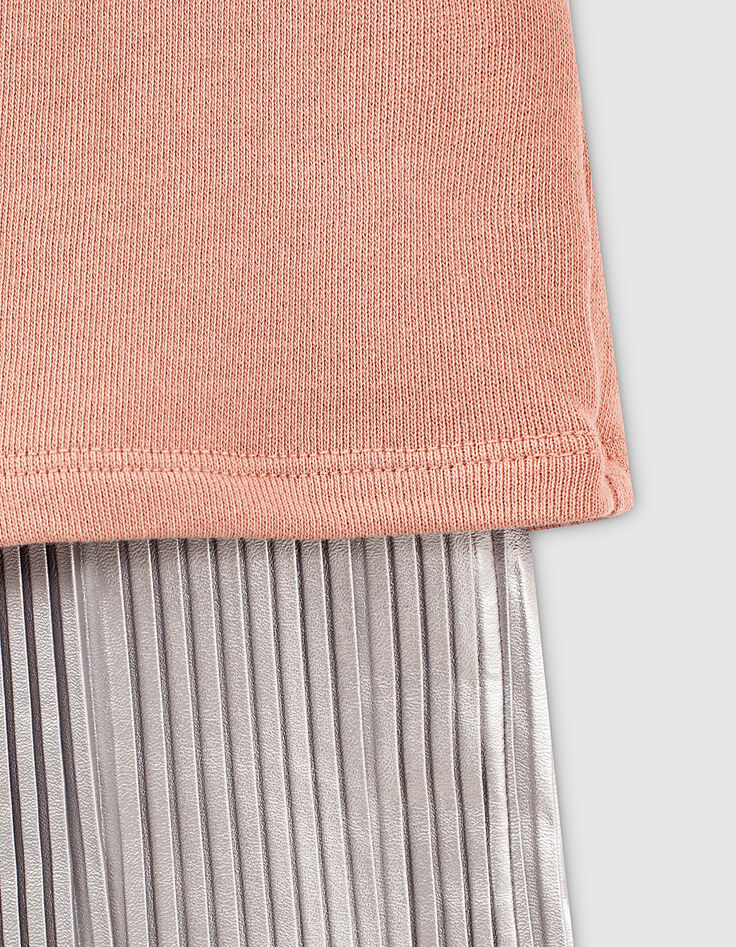 Robe dusty rose IKKS - WONDER WOMAN bi matière fille-4