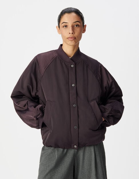 Dames oversized bordeauxrode nylon bomber - IKKS