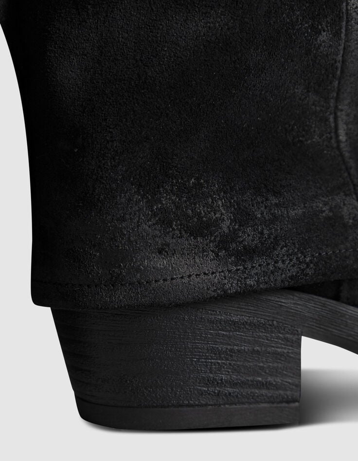 Schwarze Damen-Halbstiefelette Veloursleder-8