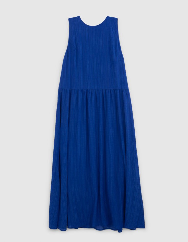 Women’s cobalt recycled waffle fabric long dress-6
