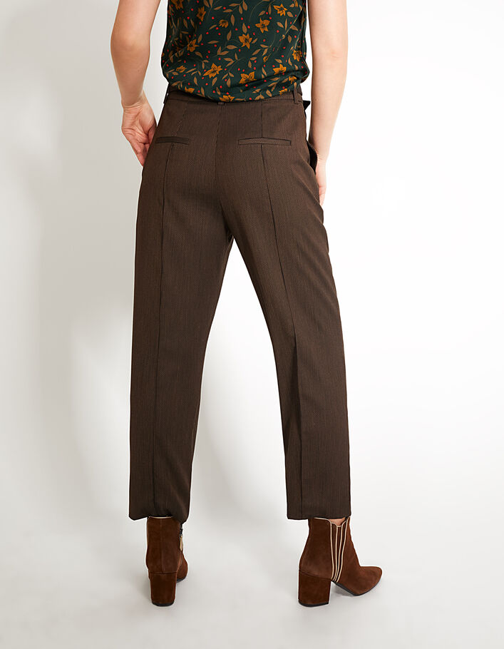 I.Code cognac Jacquard fabric high-waist trousers - I.CODE