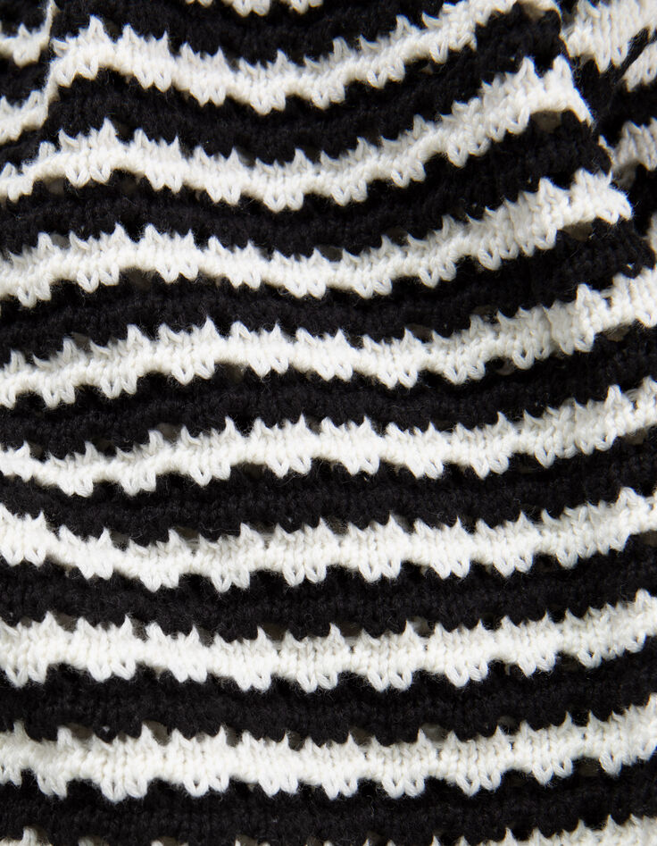 Women’s navy openwork knit sailor-stripe cardigan-8