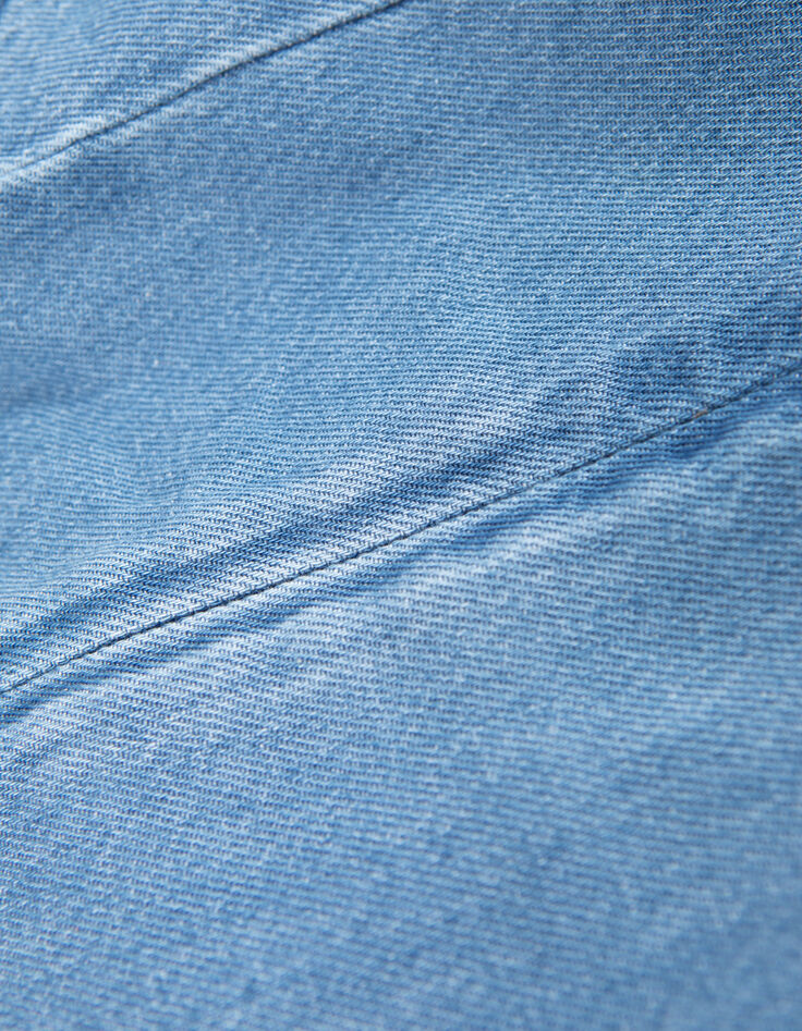 Blauer Mädchenkurzoverall aus Jeansstoff im Retro-Stil-6