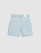 Women's washed blue denim maxi pocket shorts-2