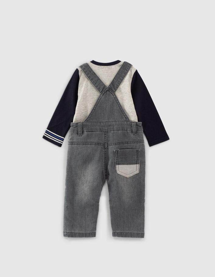 Conjunto mono gris y camiseta bicolor bebé niño  - IKKS