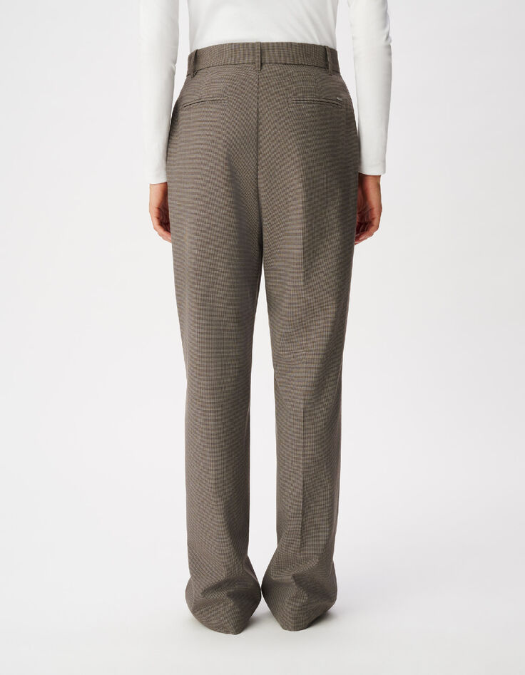 Pantalon de tailleur beige motif pied-de-puce Femme-3