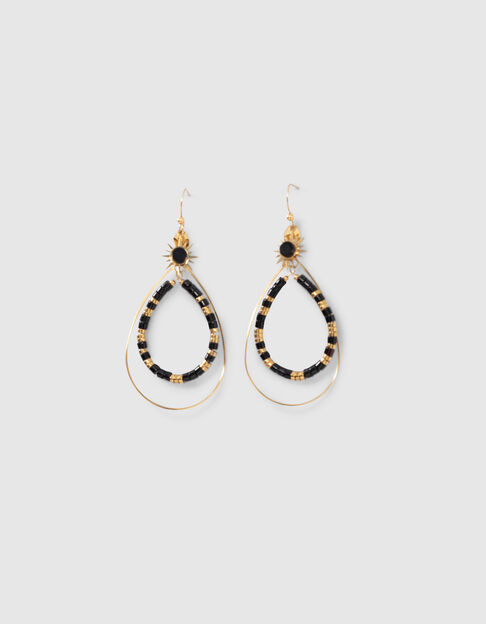 Damenohrringe mit Heishi-Perlen in Schwarz und Gold