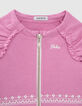 Baby girls’ mauve cardigan with ethnic embroidery-2