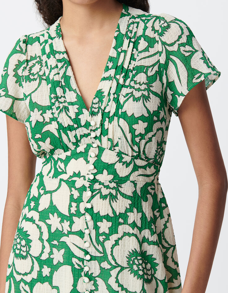 Robe verte imprimé maxi tropical Femme-5