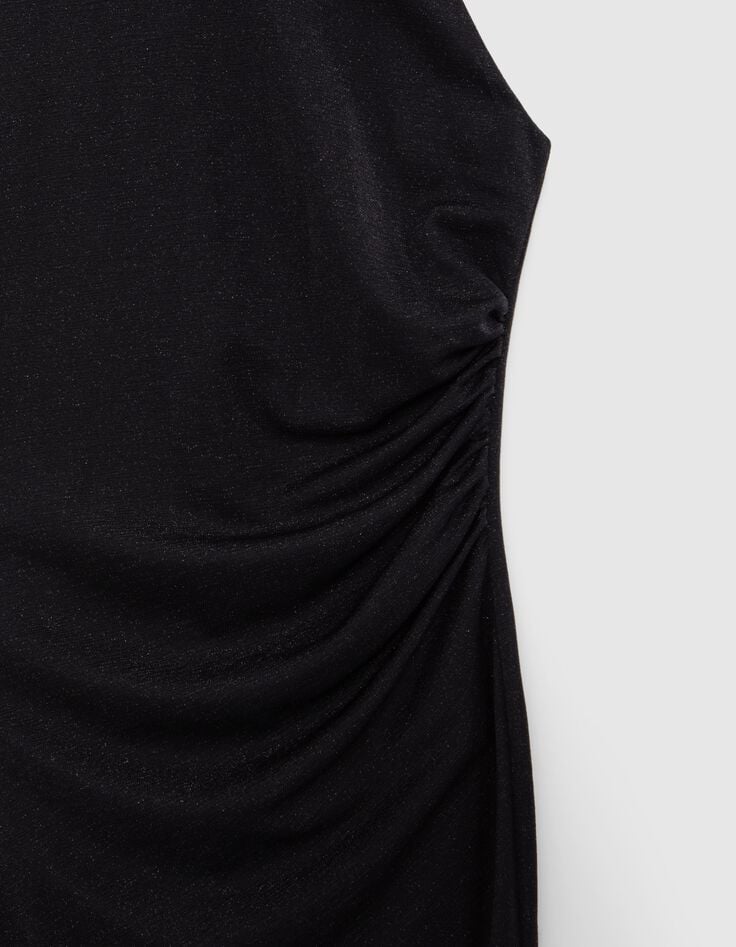 Vestido de mujer de malla negra de l&uacute;rex escote americano-4
