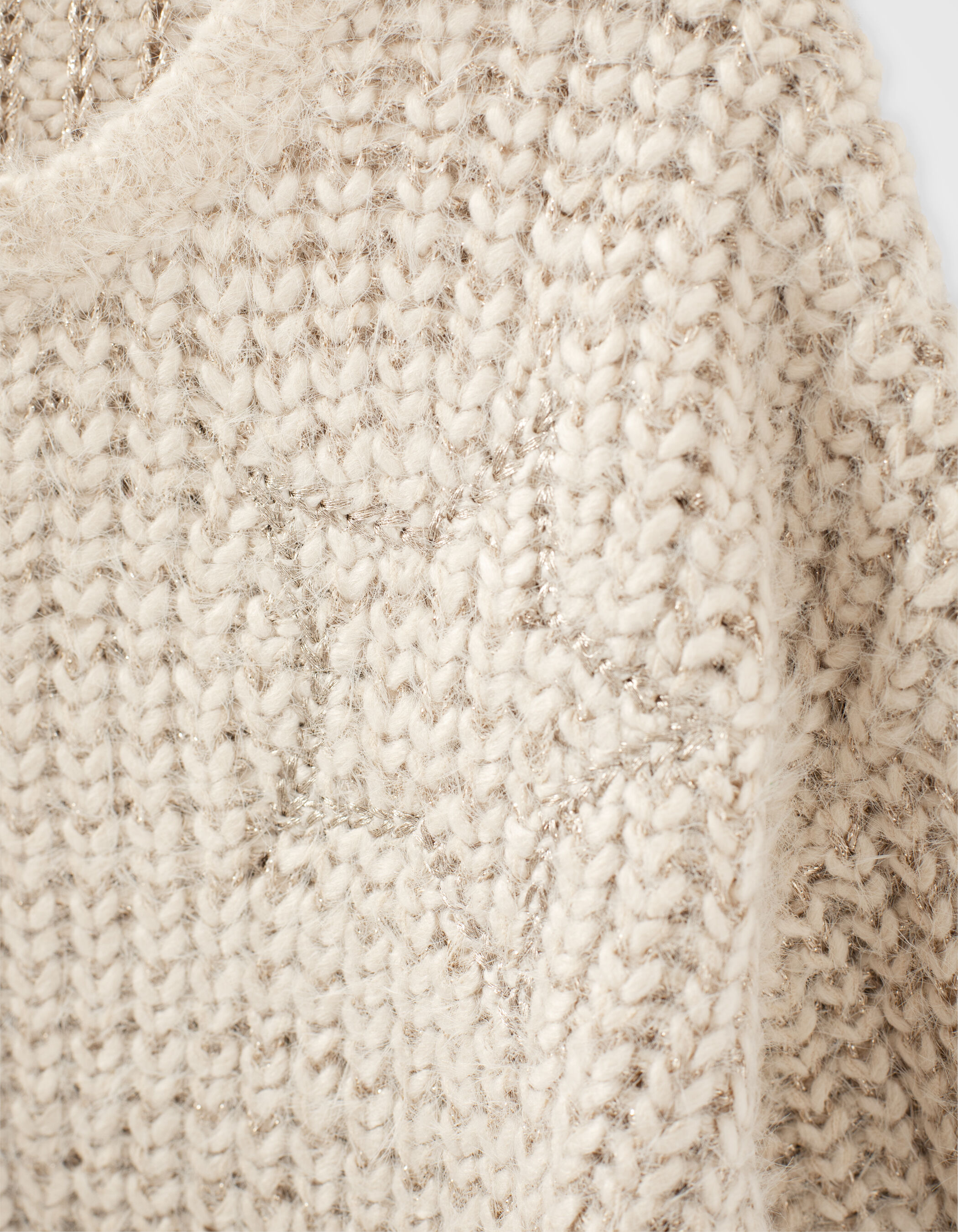Girls' ecru star lurex knit sweater IKKS