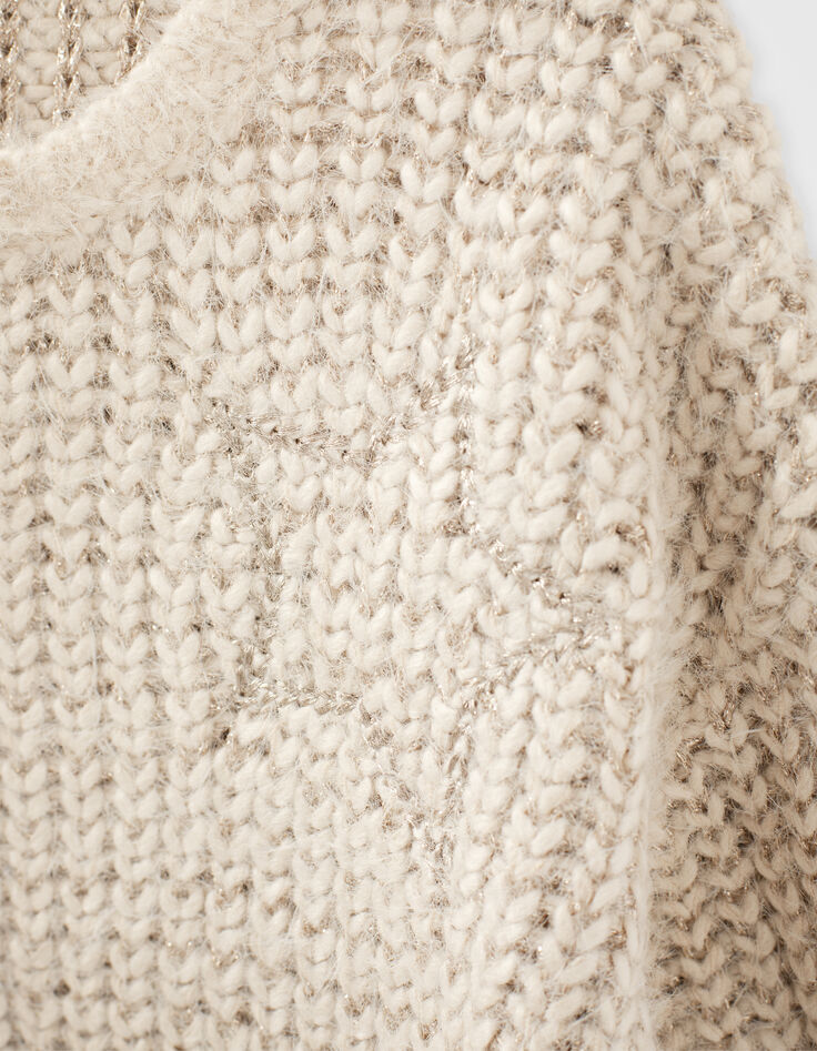 Pull &eacute;cru tricot lurex &agrave; &eacute;toiles fille-5