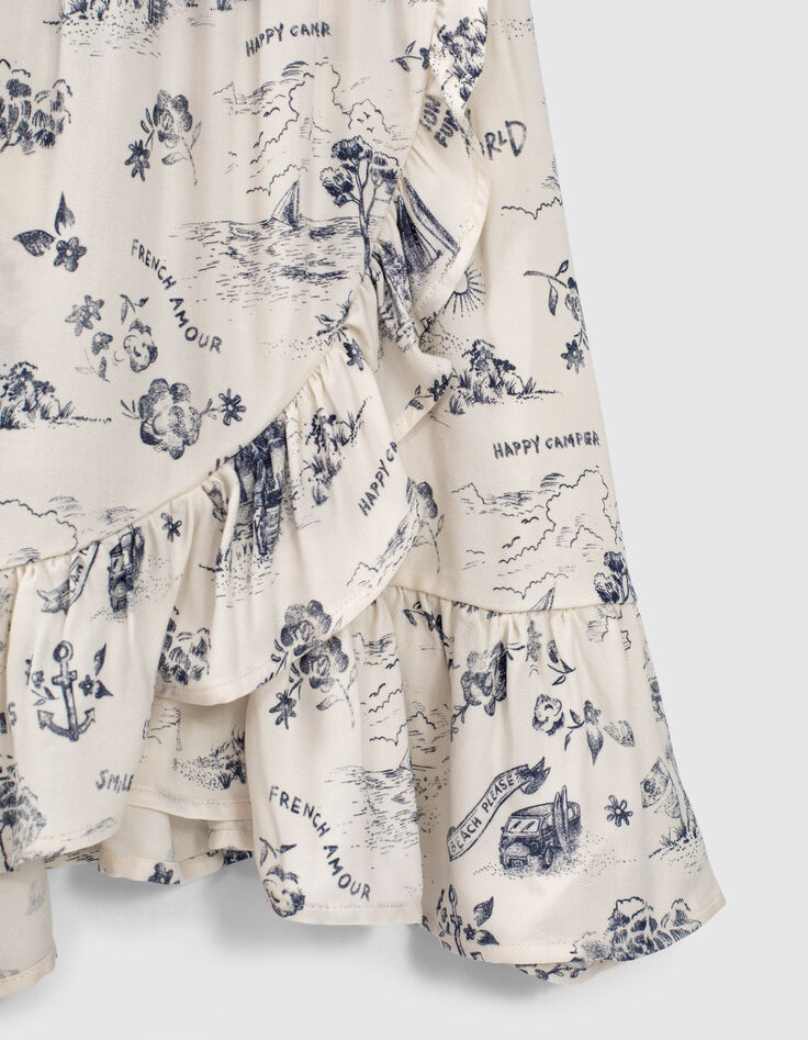 Robe longue blanche Ecovero® à imprimé toile de Jouy fille-5