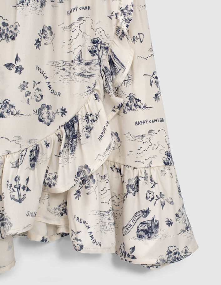 Lange witte jurk Ecovero® toile de Jouy-print meisjes - IKKS