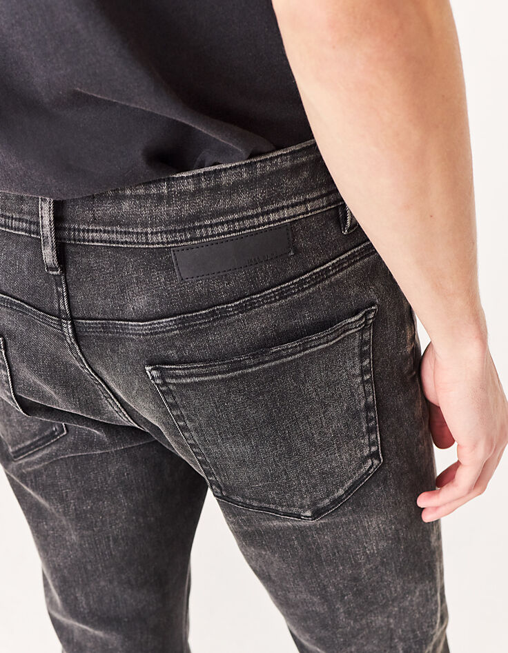 Men’s black dirty faded SLIM jeans-5