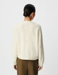Women’s beige lurex tweed sweatshirt, buttoned shoulders-3 Women’s beige lurex tweed sweatshirt, buttoned shoulders-3