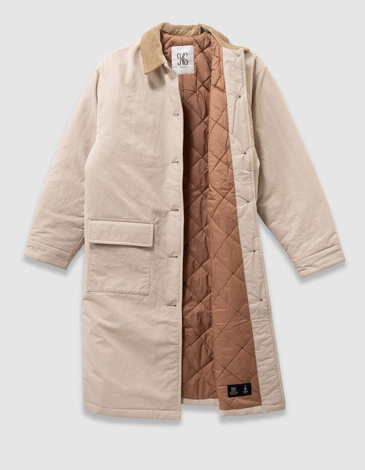 Girls’ beige trench coat with velvet collar-5