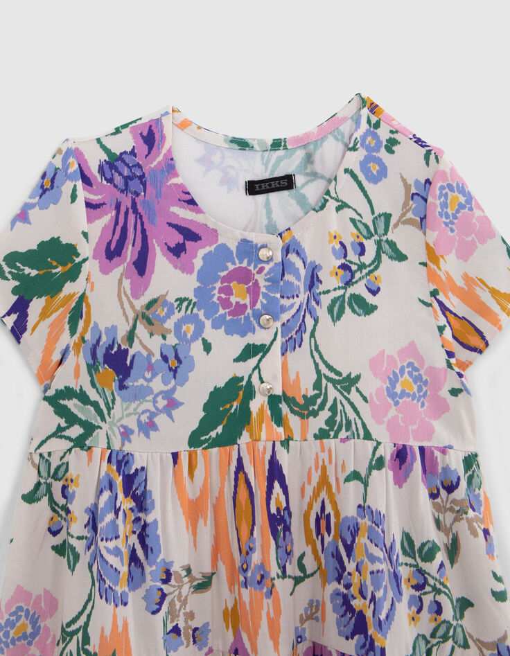 Girls’ white LENZING™ ECOVERO™ dress, summer flower print-2