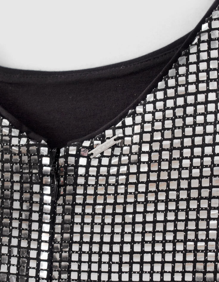 Silbergraues Mädchenkleid mit quadratischen Pailletten-6