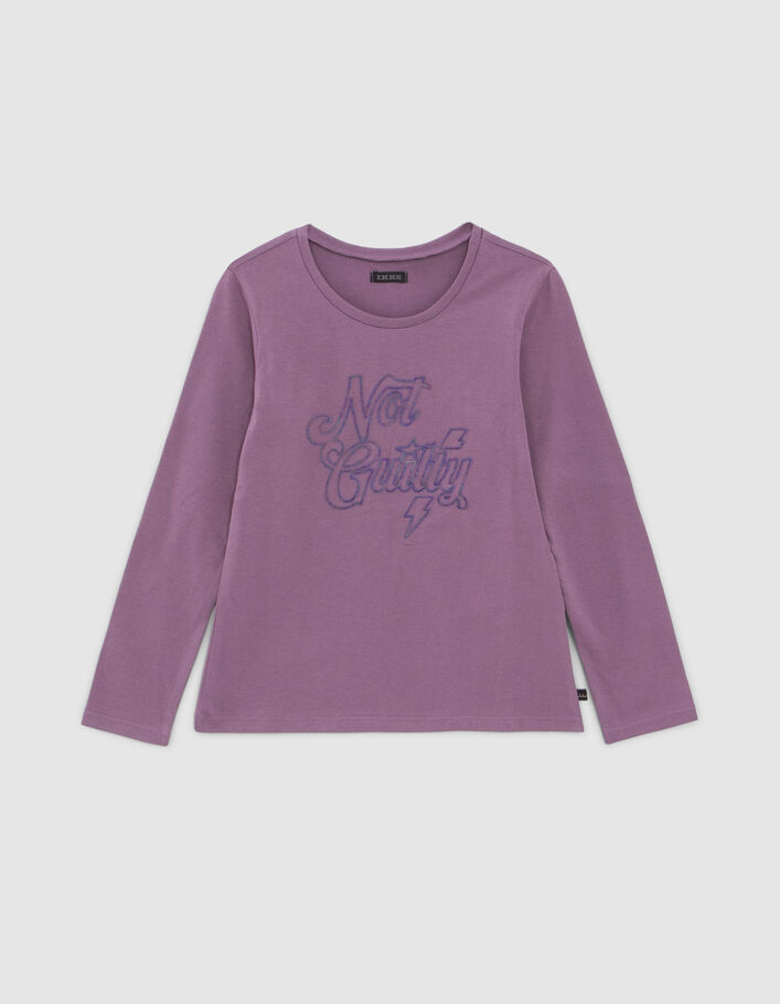 Roze T-shirt biokatoen iriserende rubber tekst meisjes-1