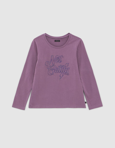 Girls’ pink rubber slogan organic cotton T-shirt