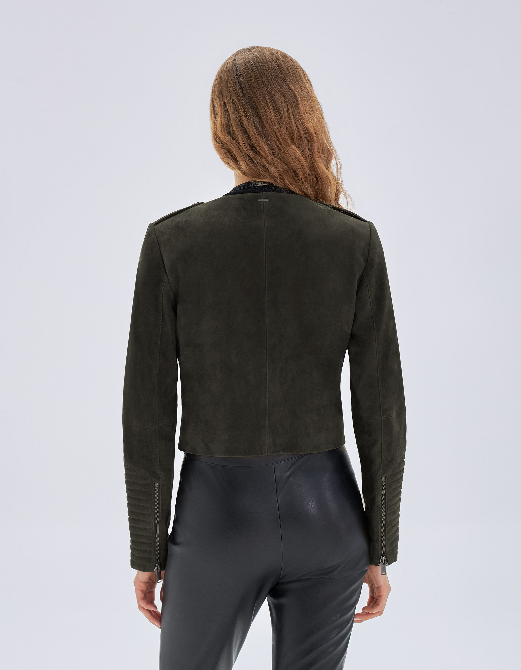 Veste lichen en cuir velours esprit motard Femme IKKS
