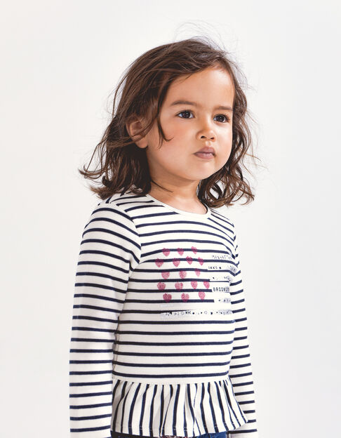 Baby girls’ sailor-stripe organic cotton T-shirt with flag