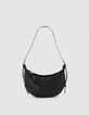 Sac demi-lune noir cuir grain&eacute; Allane taille S Femme -1