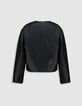 Veste r&eacute;versible noire et motif l&eacute;opard Femme-8